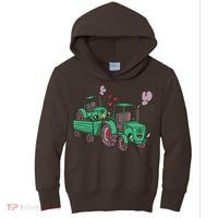 Cute Green Tractor Family Kids Hoodie thumb 0
