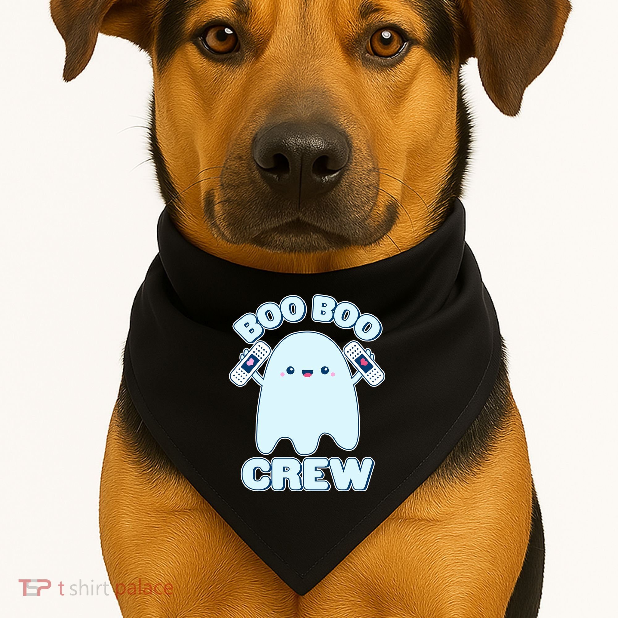 Cute Halloween Boo Boo Crew Band Aid Ghost USA-Made Doggie Bandana