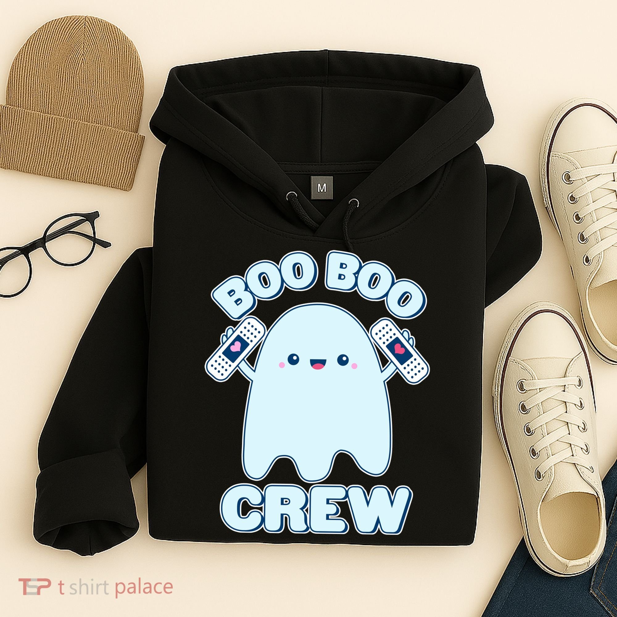 Cute Halloween Boo Boo Crew Band Aid Ghost Hoodie