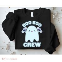 Cute Halloween Boo Boo Crew Band Aid Ghost Sweatshirt thumb 2