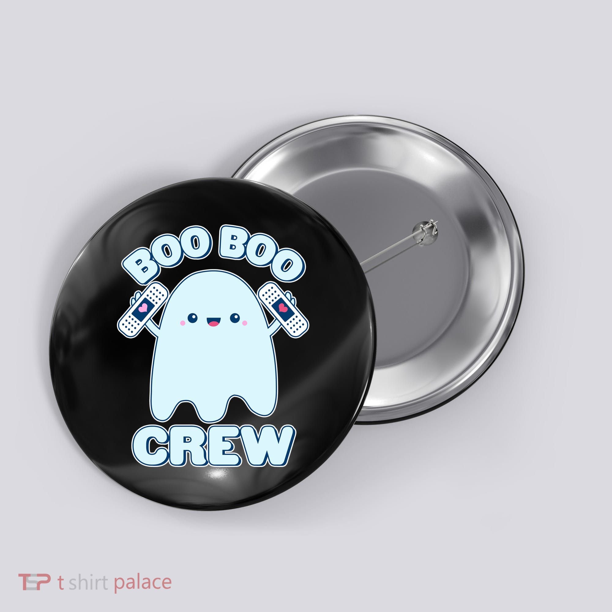 Cute Halloween Boo Boo Crew Band Aid Ghost Button