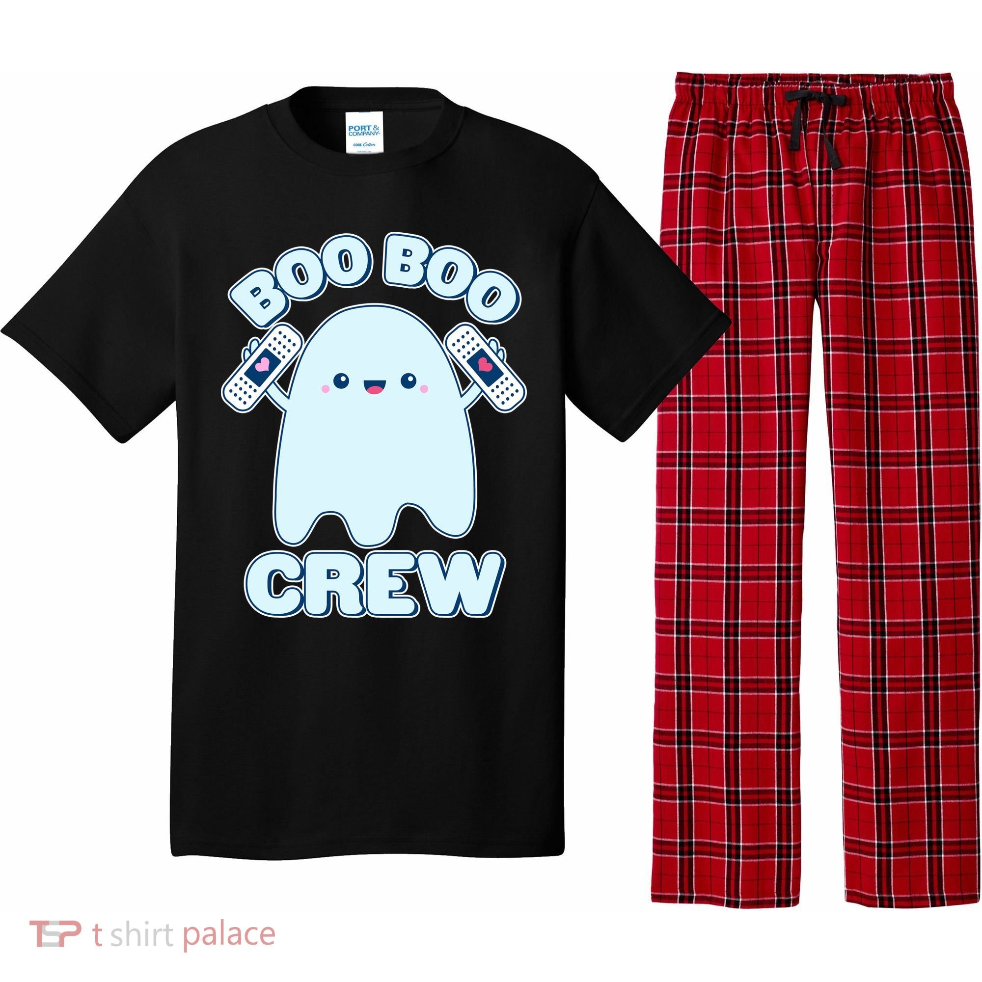 Cute Halloween Boo Boo Crew Band Aid Ghost Pajama Set