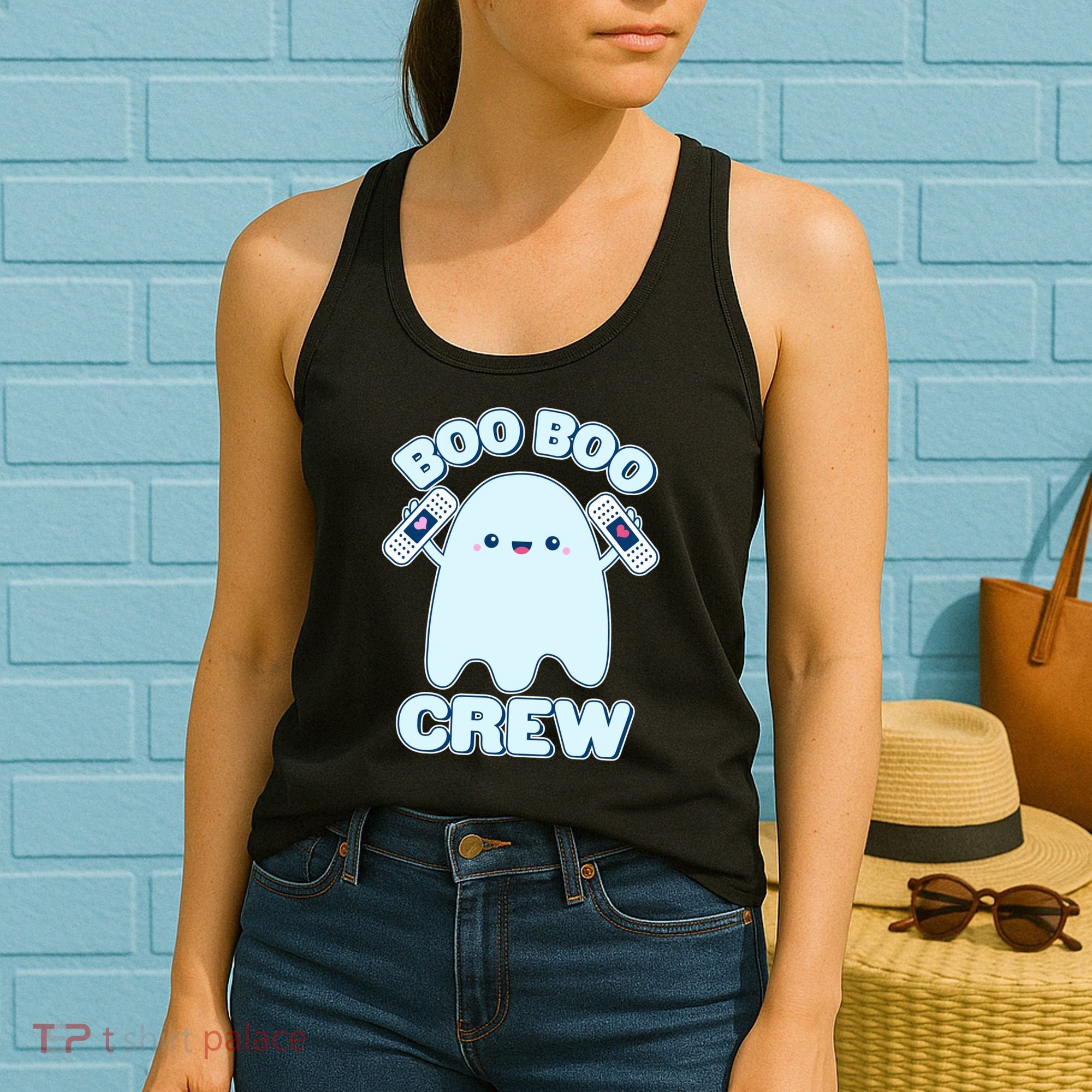 Cute Halloween Boo Boo Crew Band Aid Ghost Women's Tank Top