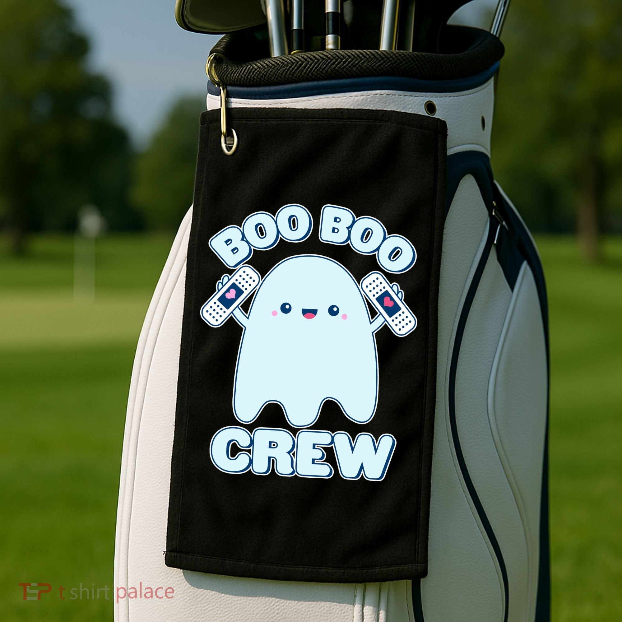 Cute Halloween Boo Boo Crew Band Aid Ghost Golf Towel