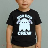Cute Halloween Boo Boo Crew Band Aid Ghost Toddler T-Shirt thumb 2