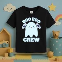 Cute Halloween Boo Boo Crew Band Aid Ghost Toddler T-Shirt thumb 3