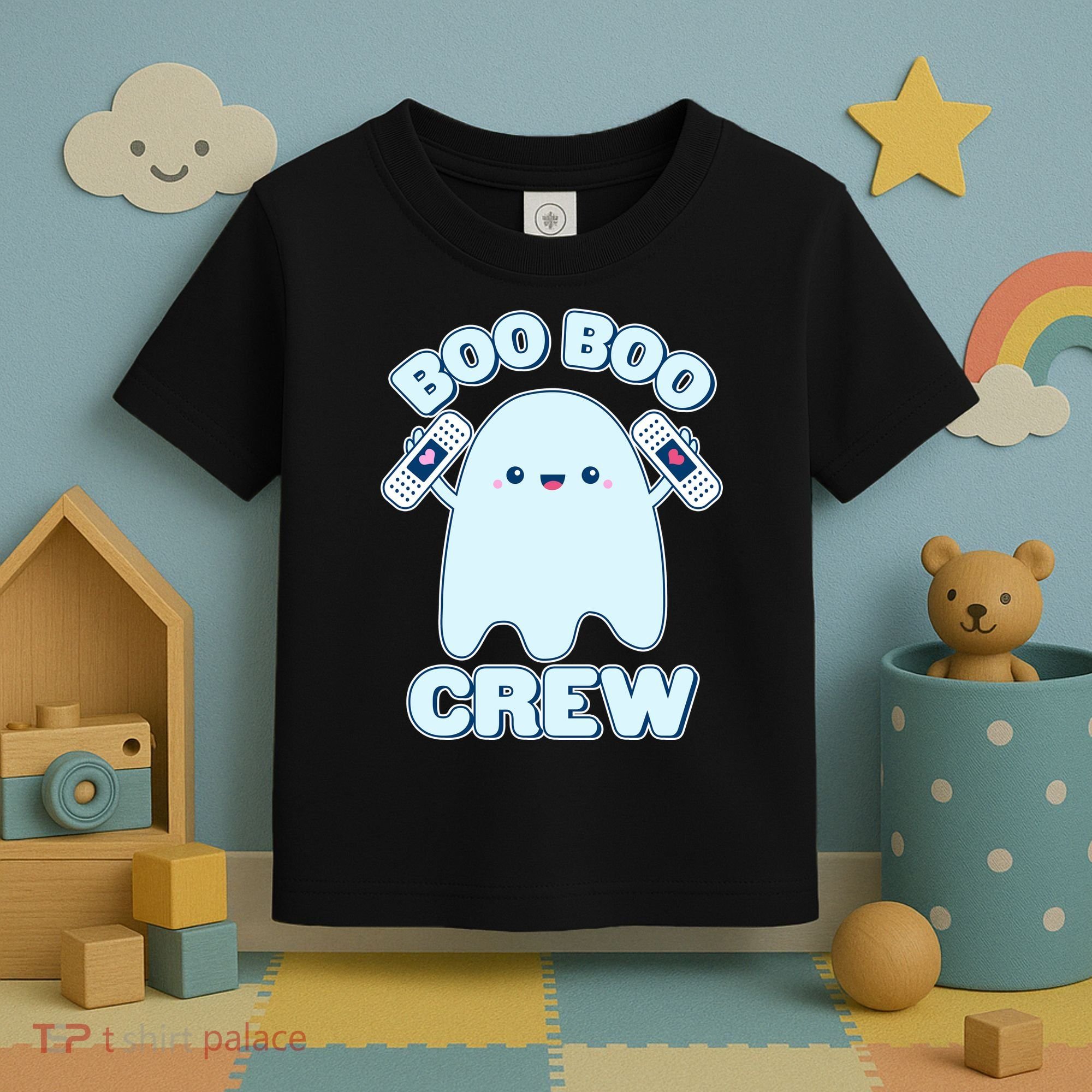 Cute Halloween Boo Boo Crew Band Aid Ghost Toddler T-Shirt