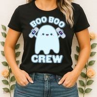 Cute Halloween Boo Boo Crew Band Aid Ghost Women's T-Shirt thumb 2
