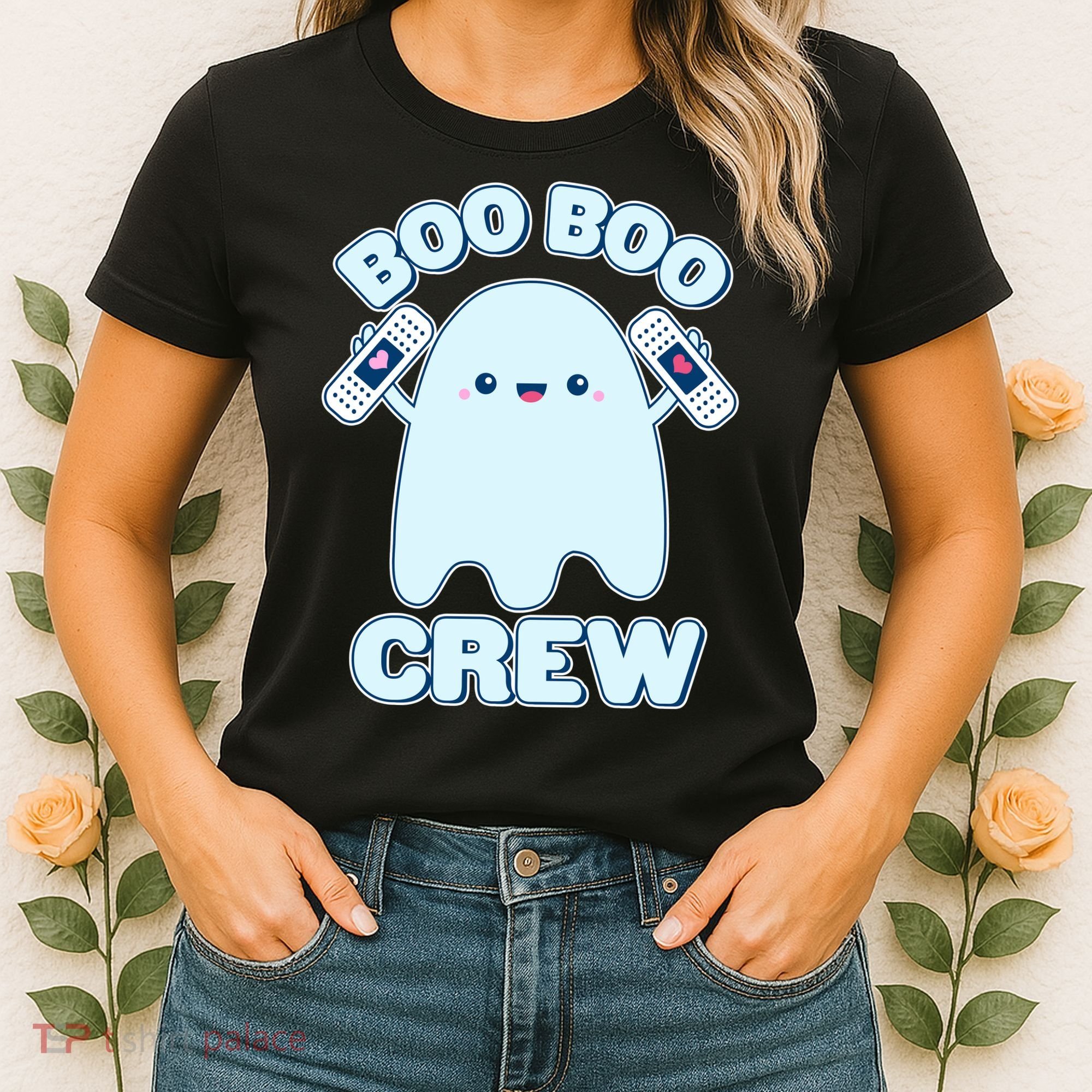 Cute Halloween Boo Boo Crew Band Aid Ghost Women's T-Shirt