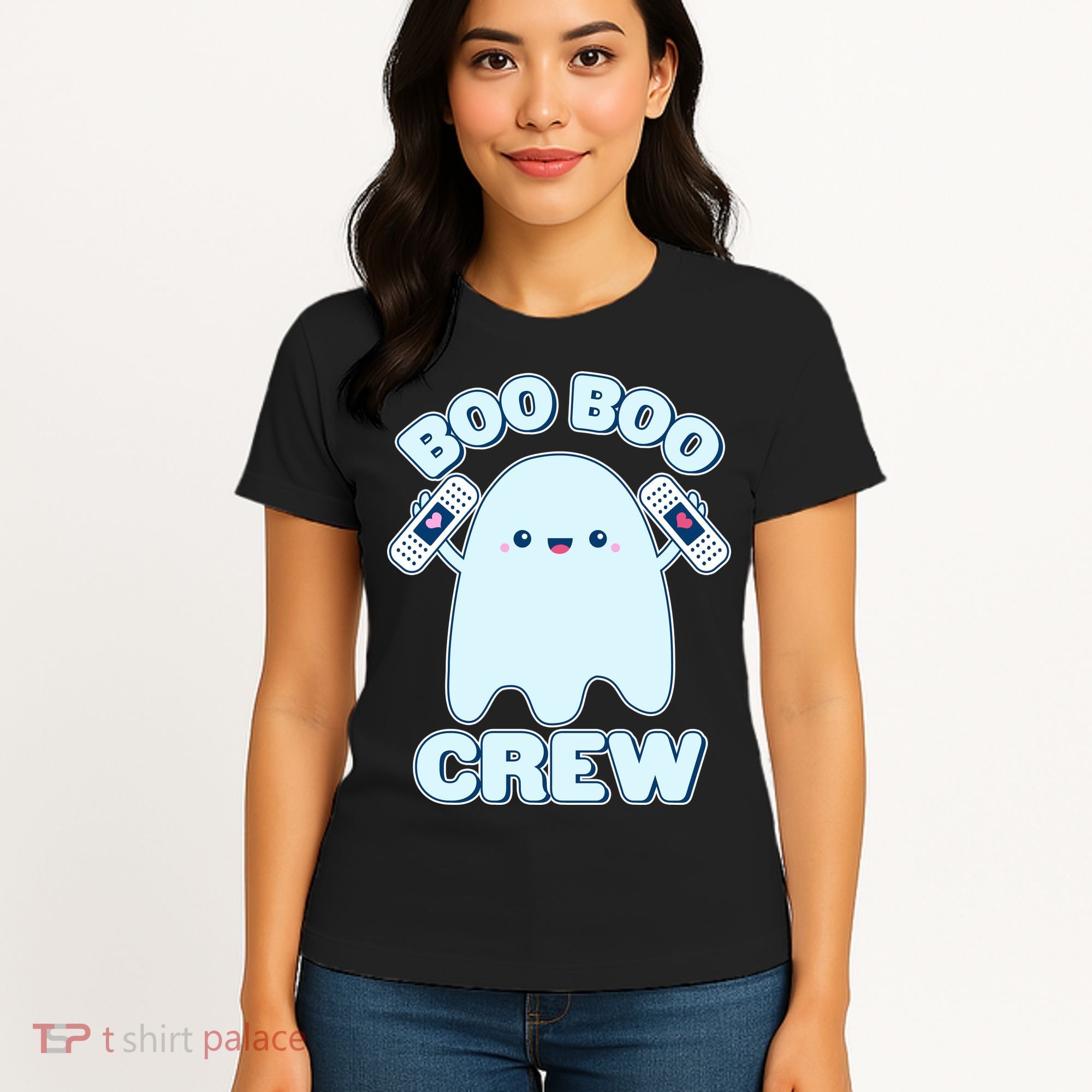 Cute Halloween Boo Boo Crew Band Aid Ghost Women's T-Shirt