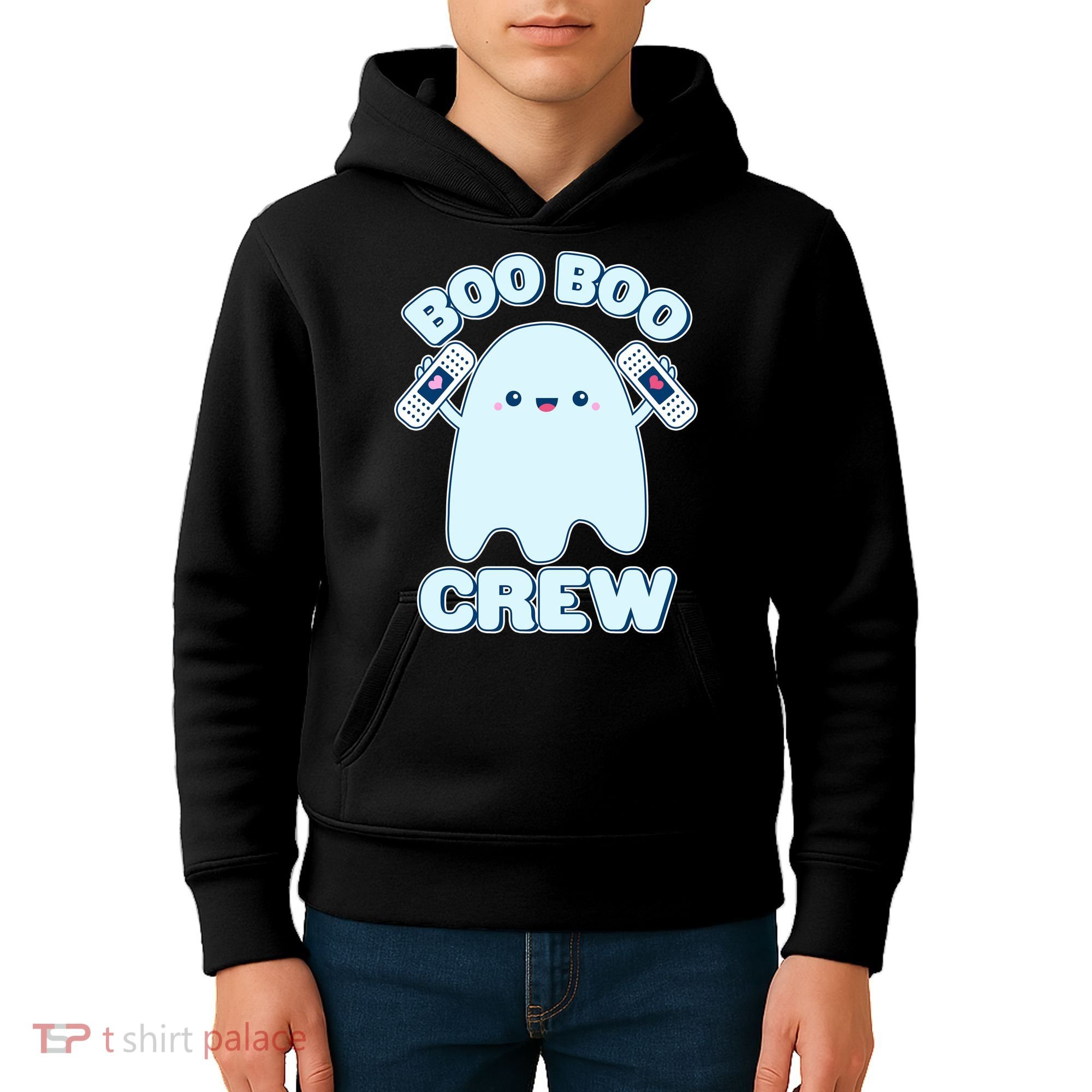 Cute Halloween Boo Boo Crew Band Aid Ghost Kids Hoodie