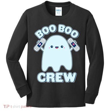 Cute Halloween Boo Boo Crew Band Aid Ghost Kids Long Sleeve Shirt