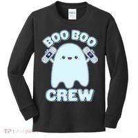 Cute Halloween Boo Boo Crew Band Aid Ghost Kids Long Sleeve Shirt thumb 0