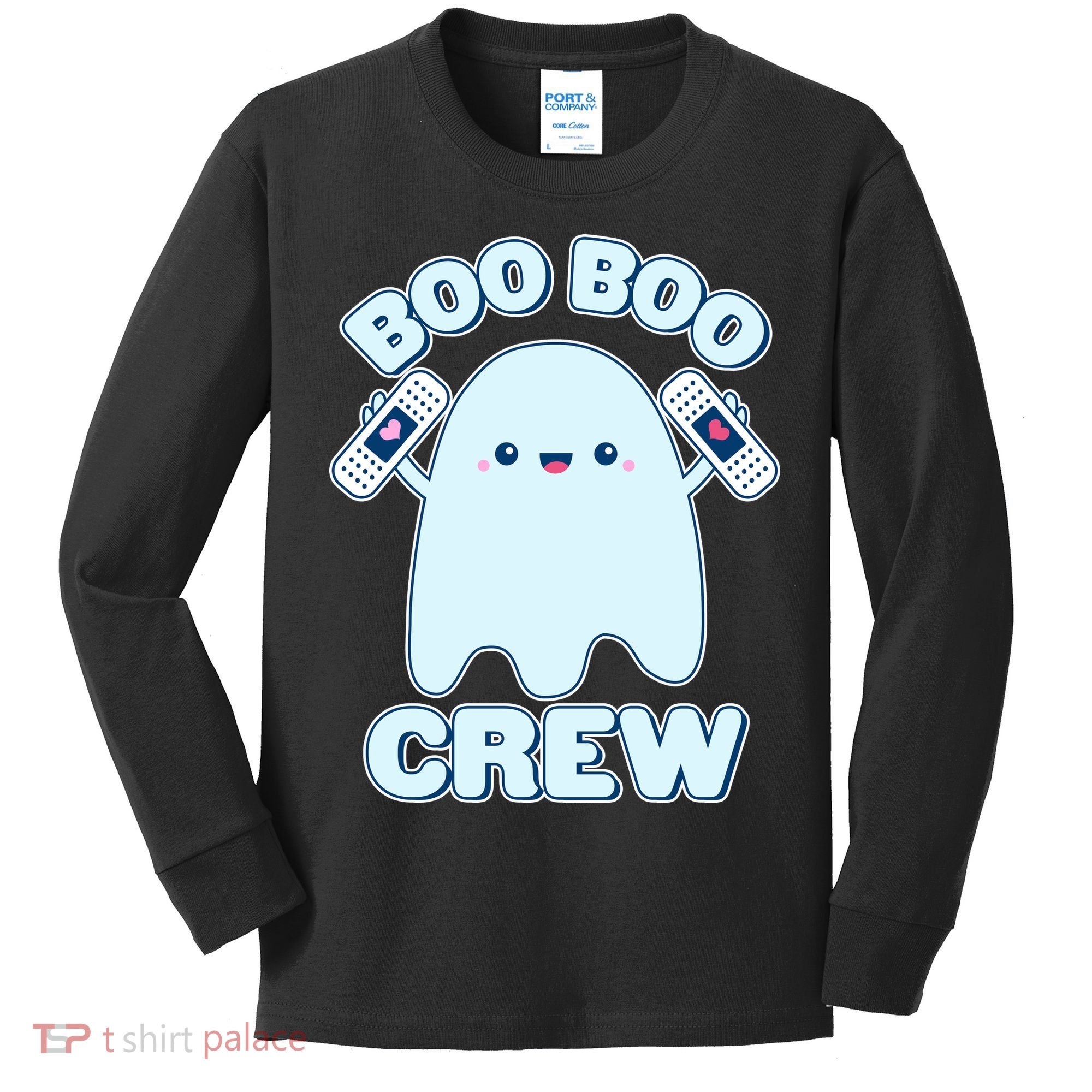 Cute Halloween Boo Boo Crew Band Aid Ghost Kids Long Sleeve Shirt