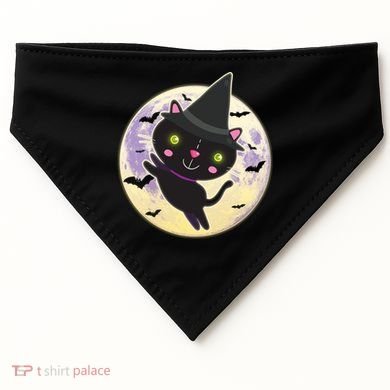 Cute Halloween Cat Moon USA-Made Doggie Bandana