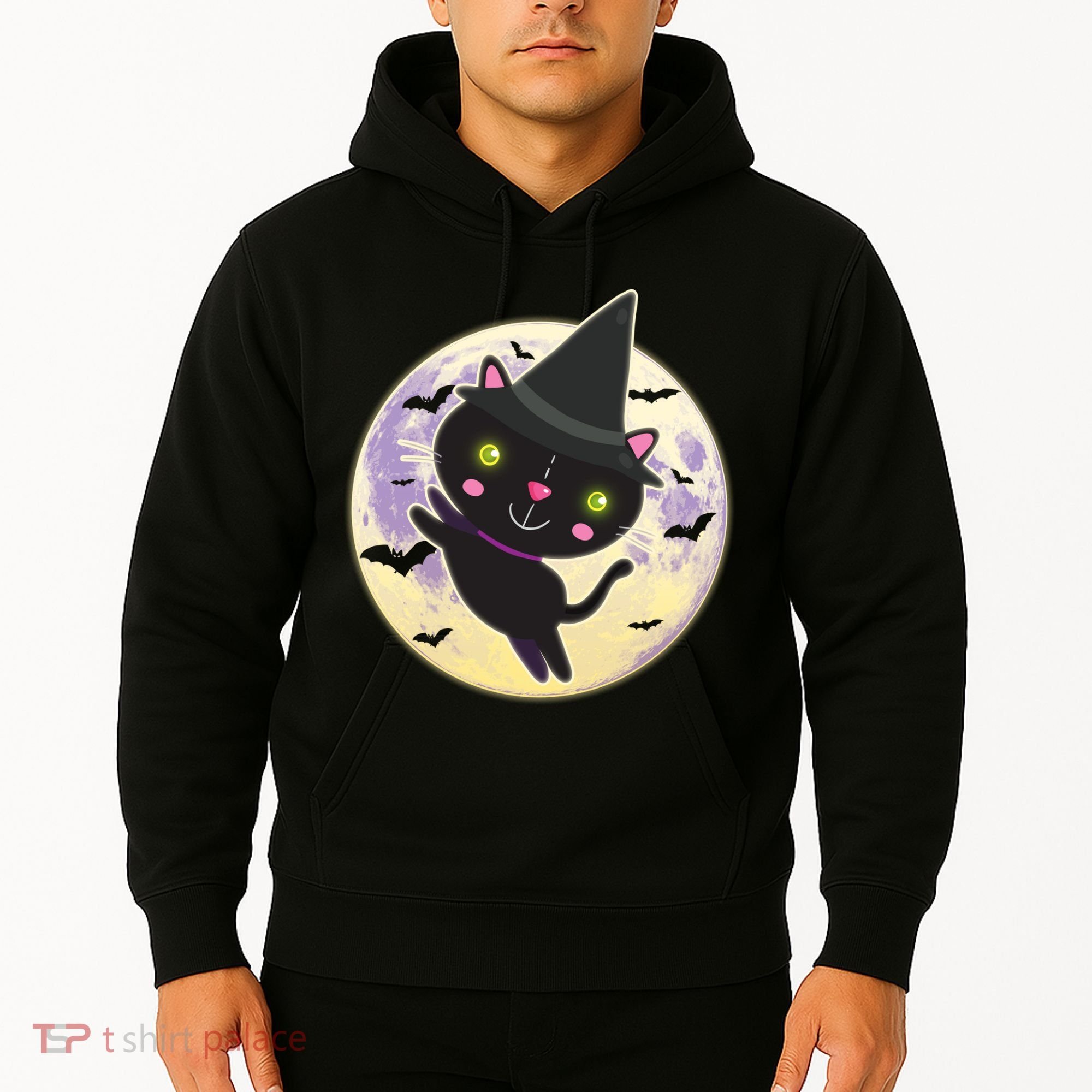 Cute Halloween Cat Moon Hoodie