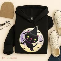 Cute Halloween Cat Moon Hoodie thumb 4