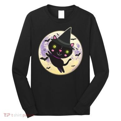 Cute Halloween Cat Moon Long Sleeve Shirt