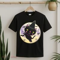 Cute Halloween Cat Moon T-Shirt thumb 2