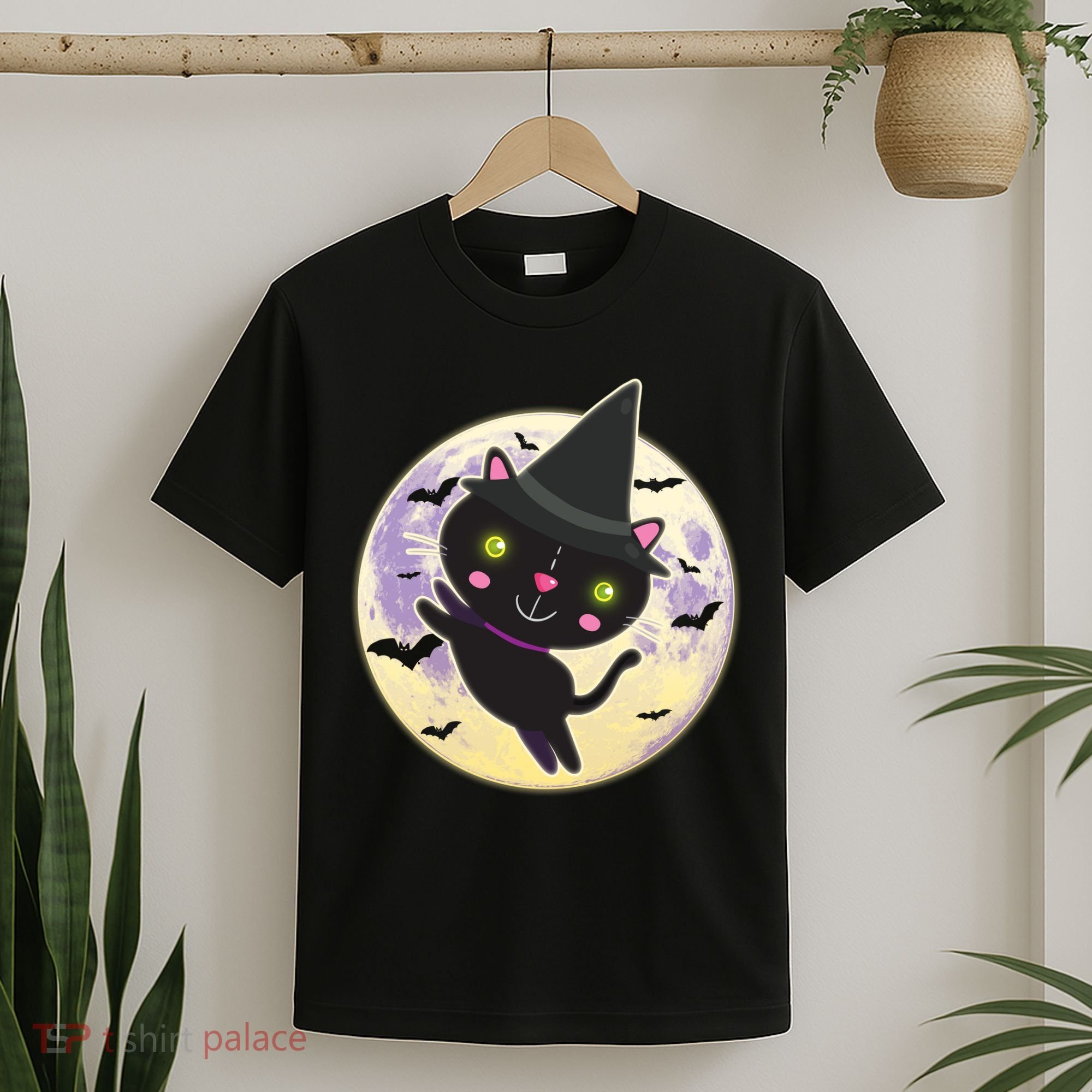Cute Halloween Cat Moon T-Shirt