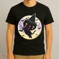 Cute Halloween Cat Moon T-Shirt thumb 3