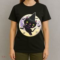 Cute Halloween Cat Moon T-Shirt thumb 4