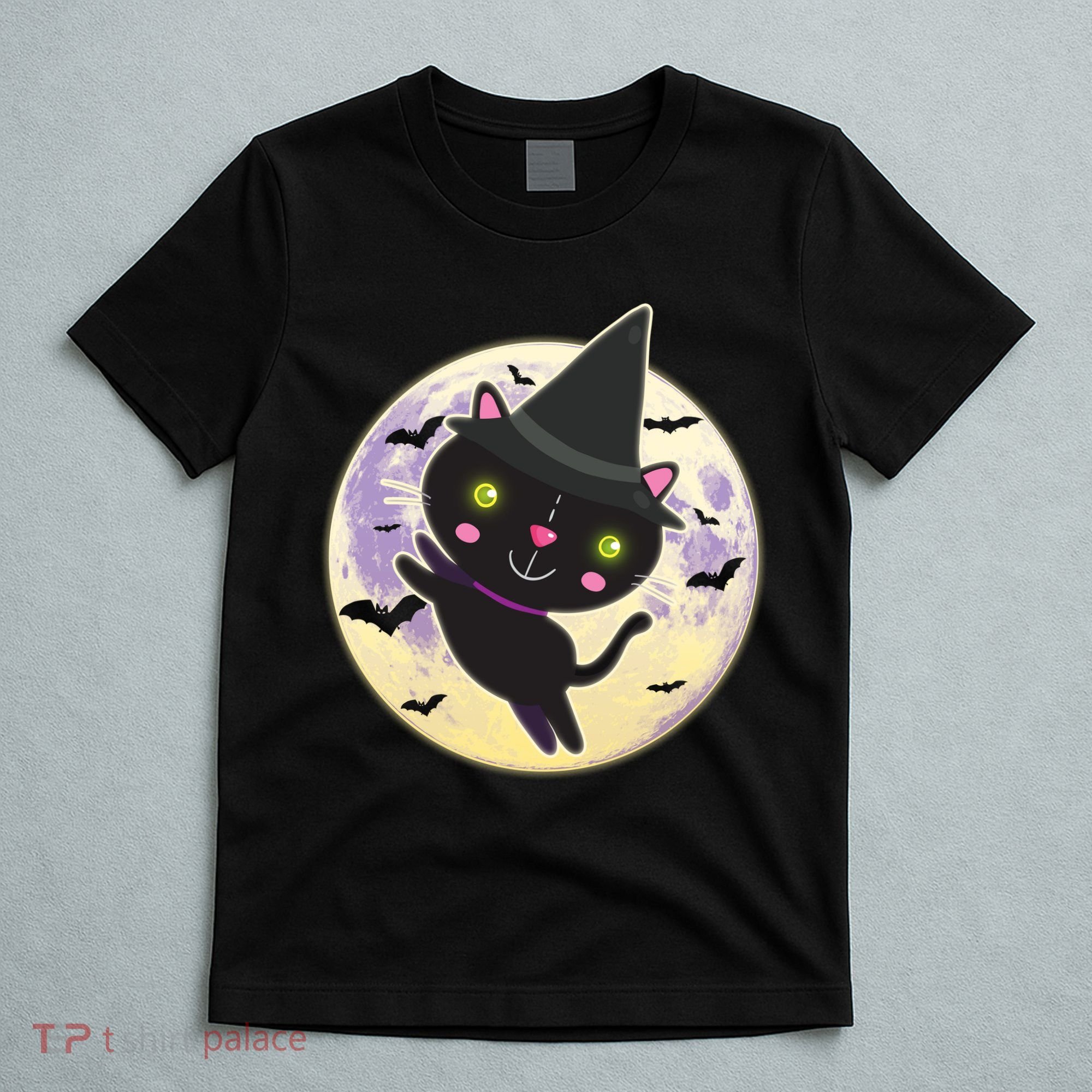 Cute Halloween Cat Moon T-Shirt