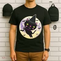 Cute Halloween Cat Moon T-Shirt thumb 6