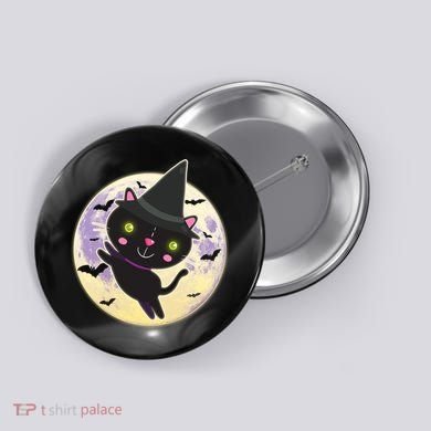 Cute Halloween Cat Moon Button