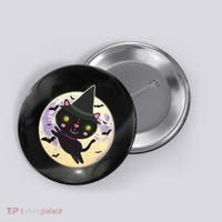 Cute Halloween Cat Moon Button thumb 0