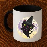 Cute Halloween Cat Moon Coffee Mug thumb 2