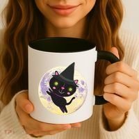 Cute Halloween Cat Moon Coffee Mug thumb 3