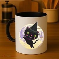Cute Halloween Cat Moon Coffee Mug thumb 4