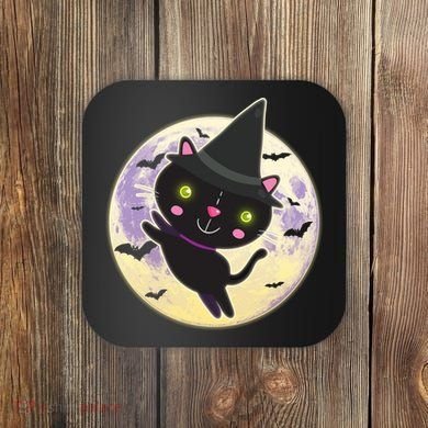 Cute Halloween Cat Moon Coaster