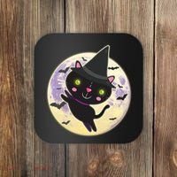 Cute Halloween Cat Moon Coaster thumb 0