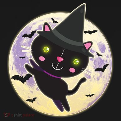 Cute Halloween Cat Moon Youth Performance Sprint T-Shirt