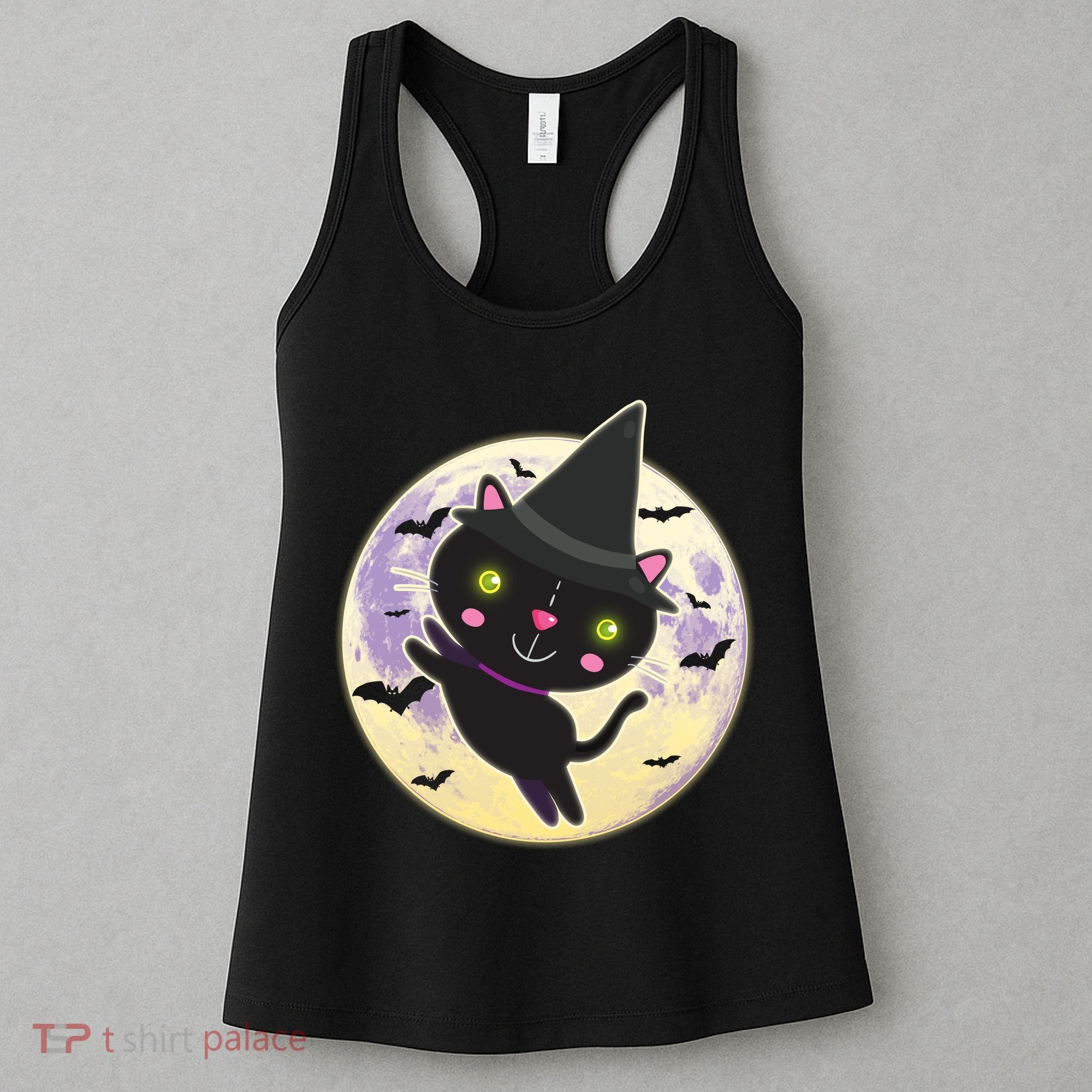 Cute Halloween Cat Moon Women's Tank Top
