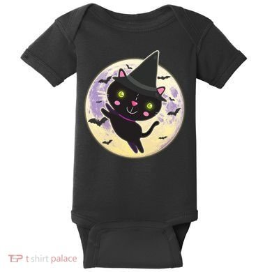 Cute Halloween Cat Moon Baby Bodysuit
