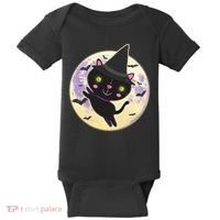 Cute Halloween Cat Moon Baby Bodysuit thumb 0