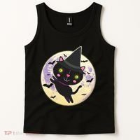 Cute Halloween Cat Moon Tank Top thumb 2