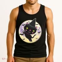 Cute Halloween Cat Moon Tank Top thumb 3