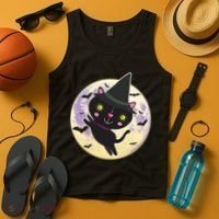 Cute Halloween Cat Moon Tank Top thumb 4