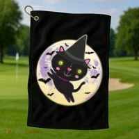 Cute Halloween Cat Moon Golf Towel thumb 1