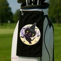 Cute Halloween Cat Moon Golf Towel thumb 2