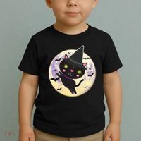 Cute Halloween Cat Moon Toddler T-Shirt thumb 2