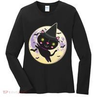 Cute Halloween Cat Moon Women's Long Sleeve Shirt thumb 0