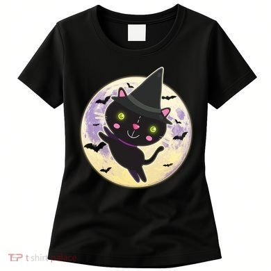 Cute Halloween Cat Moon Women's T-Shirt