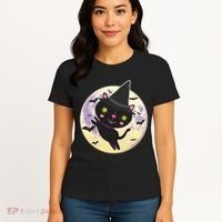 Cute Halloween Cat Moon Women's T-Shirt thumb 4