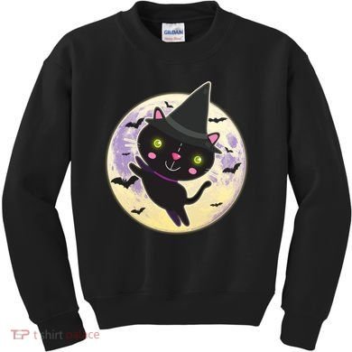 Cute Halloween Cat Moon Kids Sweatshirt