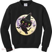 Cute Halloween Cat Moon Kids Sweatshirt thumb 0